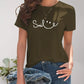 SMILE Round Neck Short Sleeve T-Shirt - DAVERRI FASHIONS