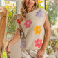BiBi Multi Jeweled Crochet Flower Patch Sweater Vest Sweaters