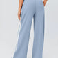 Light blue Side Striped Wide Leg Pants with white side stripe