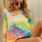 BiBi Tie Dye Long Sleeve V-Neck T-Shirt - DAVERRI FASHIONS