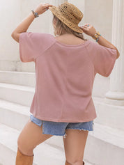 Plus Size Lace Detail Round Neck Short Sleeve T-Shirt | T-Shirts Daverri Fashions