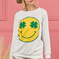 BiBi Smile Face Graphic Round Neck Long Sleeve Top - DAVERRI FASHIONS