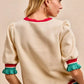 BiBi Christmas Merry Letter Patches Contrast Banded Top - DAVERRI FASHIONS