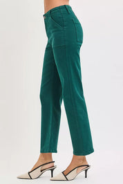 RISEN High Rise Ankle Flare Patch Pocket Jeans | Daverri Fashions