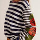 Striped Round Neck Long Sleeve Sweatshirt - DAVERRI FASHIONS