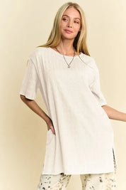 Davi & Dani Short Sleeve Side Slit T-Shirt with Pockets | Daverri Fashions