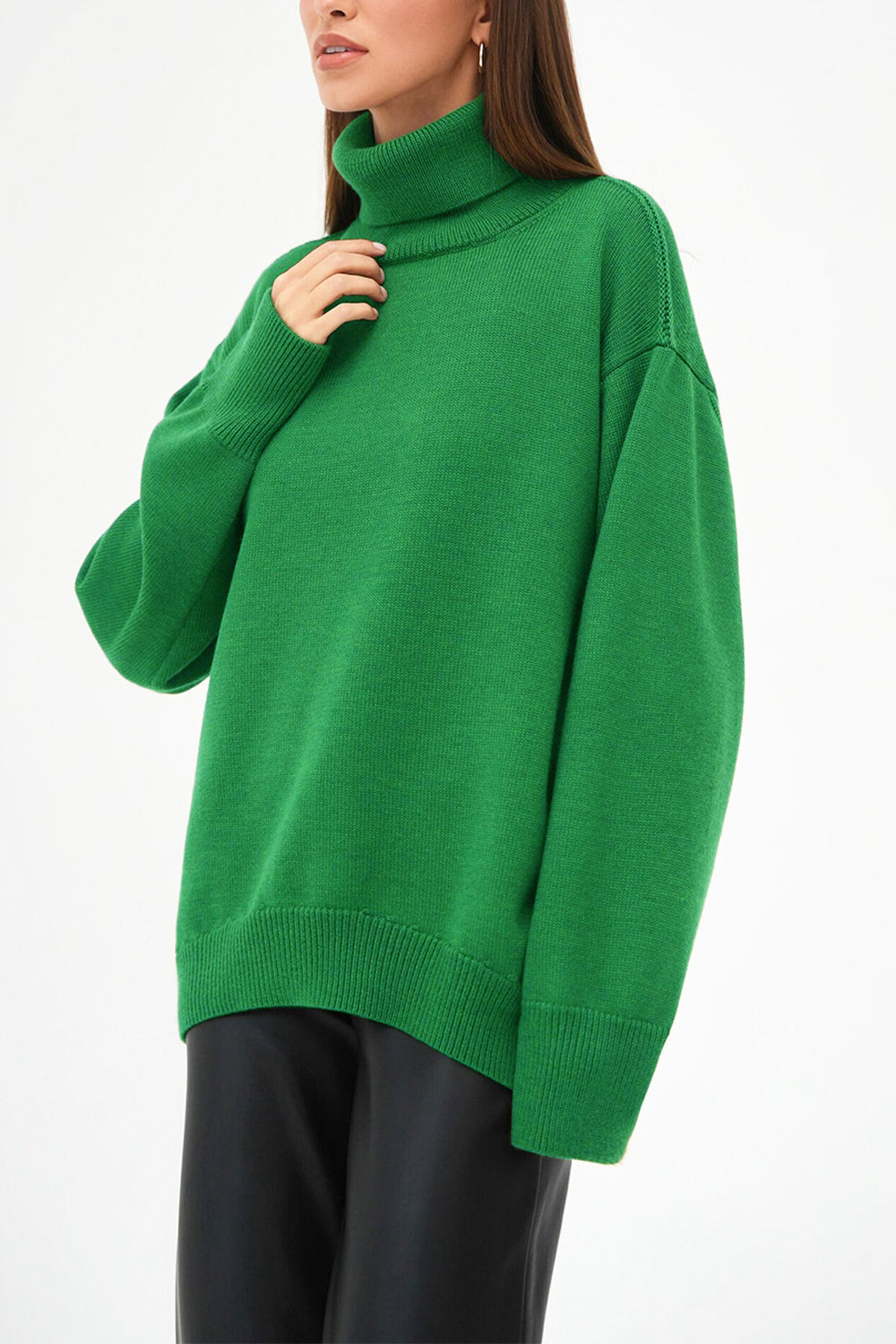 Turtle Neck Dropped Shoulder Sweater | Sweaters Daverri Fashions
