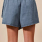 SO ME Wrap Braided Trimmed Denim Skort - DAVERRI FASHIONS