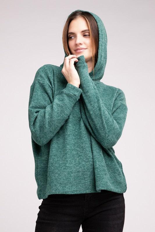 Hooded Brushed Melange Hacci Sweater Sweaters