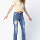 Judy Blue Full Size Mid Rise Destroy Straight Jeans Plus Size - DAVERRI FASHIONS