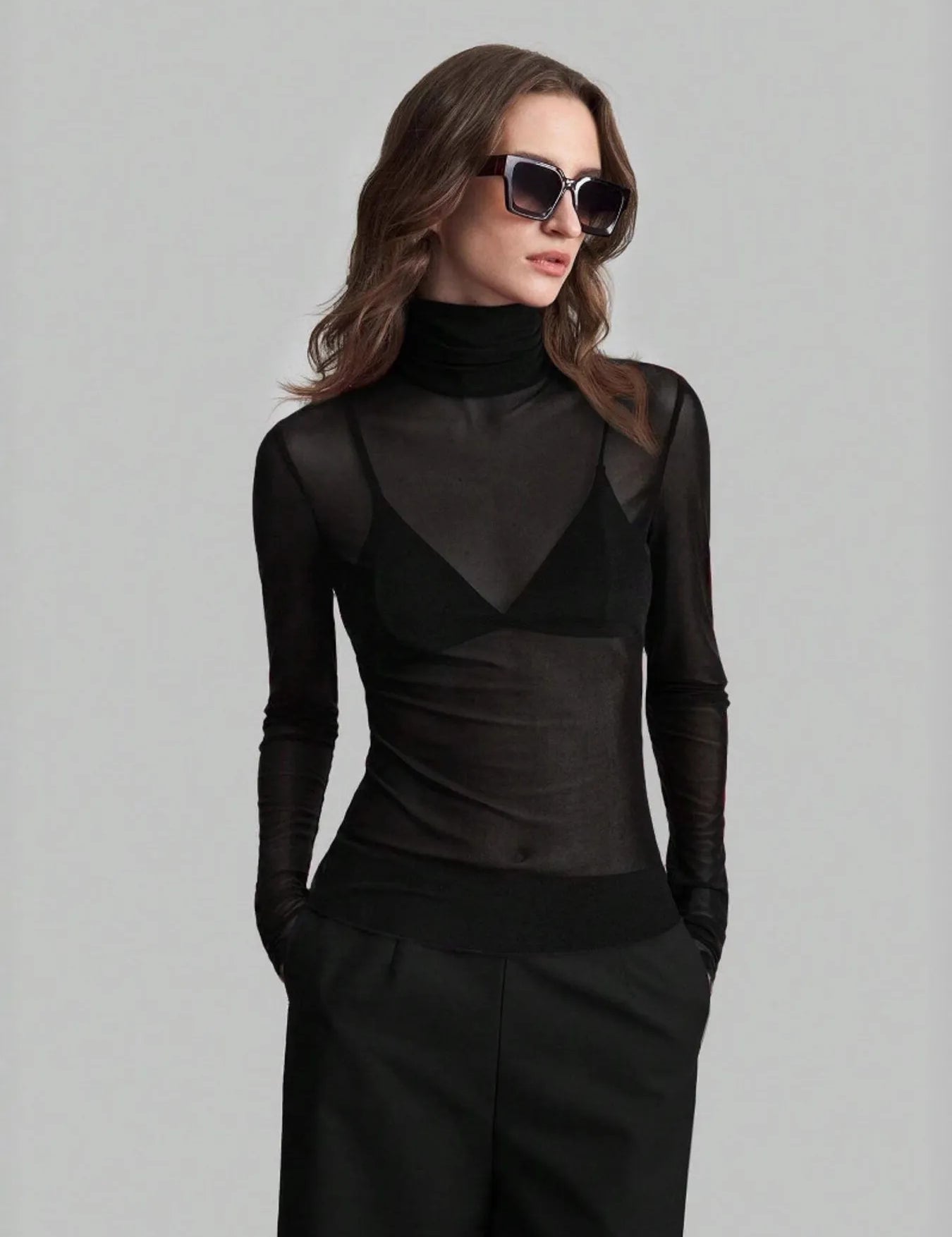 Black Turtleneck Long Sleeve Top | Tops Daverri Fashions