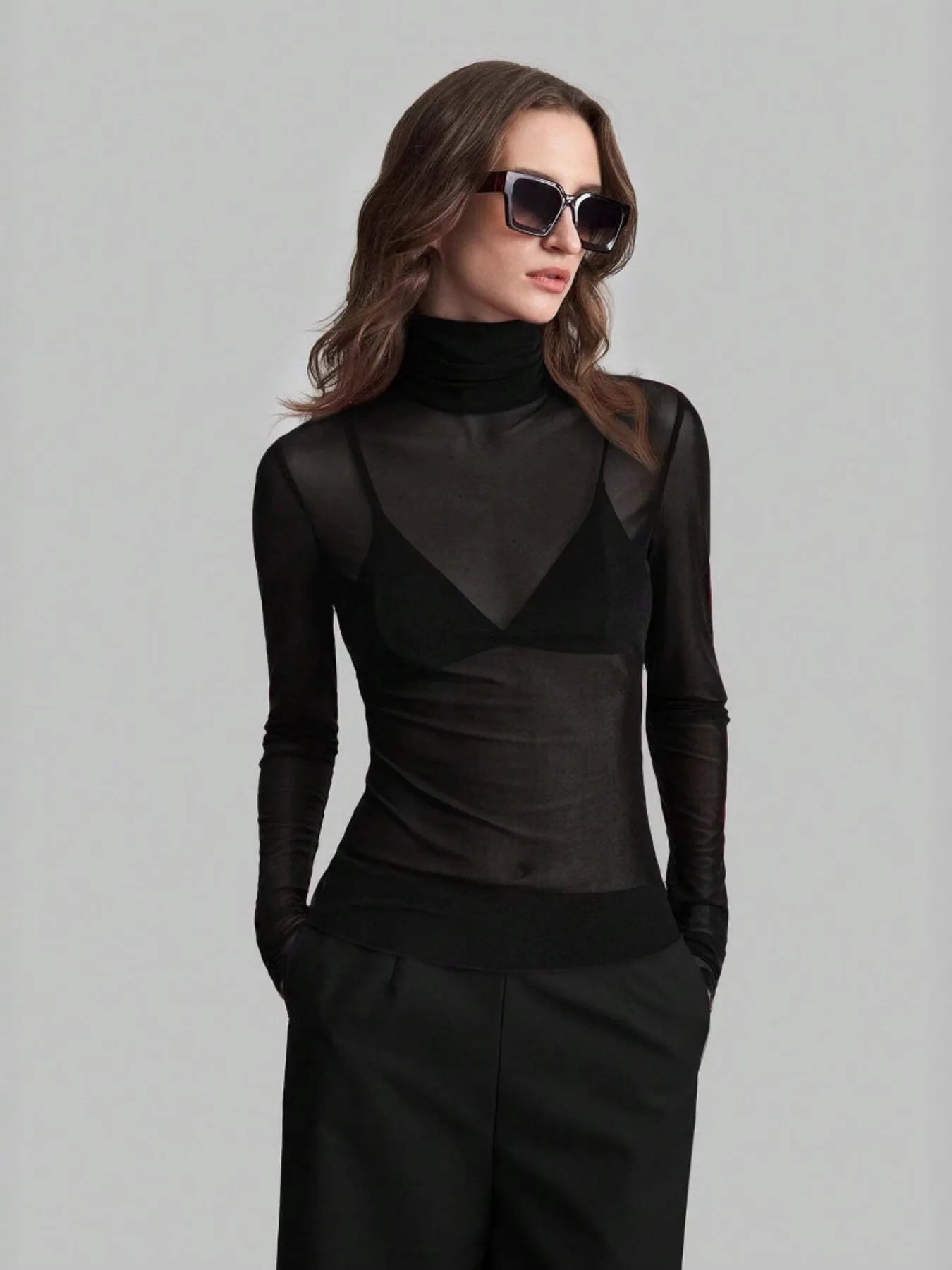 Black Turtleneck Long Sleeve Top | Tops Daverri Fashions