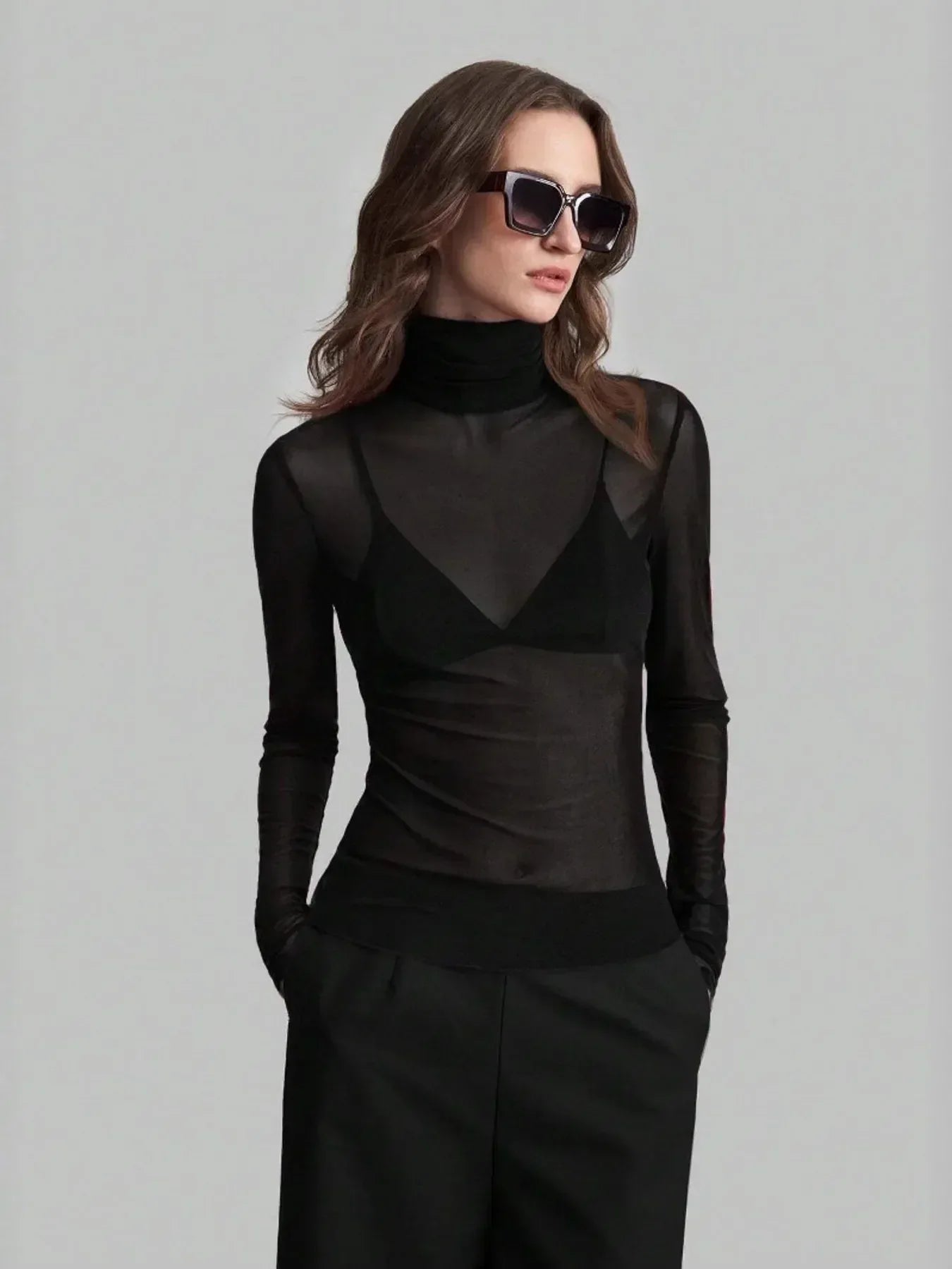 Turtleneck Long Sleeve Top - DAVERRI FASHIONS