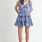 MABLE Floral Print Shoulder Tie Layered Mini Dress