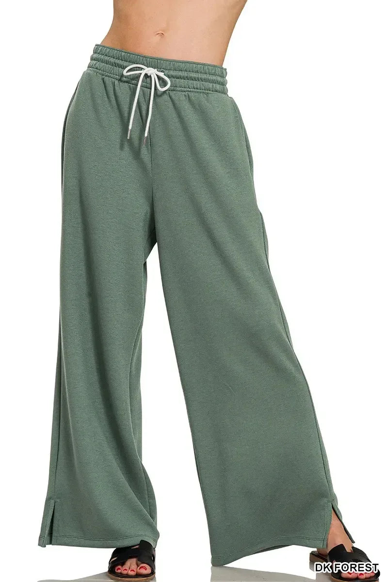 Zenana Scuba Drawstring Pants Dk Forest - DAVERRI FASHIONS