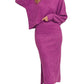 Zenana Ribbed Asymmetric Hem and Sleeve Top & Skirt Set LT PLUM S Outfit Sets