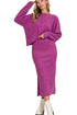 Zenana Ribbed Asymmetric Hem and Sleeve Top & Skirt Set LT PLUM S Outfit Sets