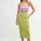 MABLE Lime Ribbed Knit Color Block Cutout Midi Dress - DAVERRI FASHIONS