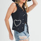Aemi + Co Heart Rivet Detail Suede Vest Coat Vests