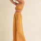 MABLE Smocked Bralette Crop Top and Wide Leg Pants Set Outfit Sets