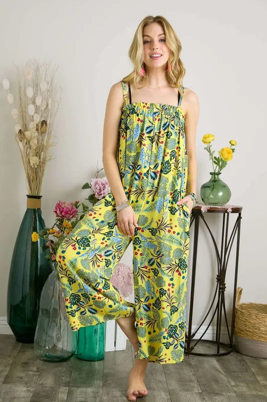 ADORA Elastic Detail Tropical Jumpsuit Jumpsuits
