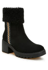 Woolly Faux Fur & Embroidery Detail Boots - DAVERRI FASHIONS