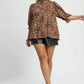 Umgee Full Size Leopard Print Ruffle Neck Blouse Plus Size Blouses
