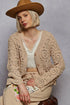 POL Button Down V-Neck Crochet Cardigan Cardigans