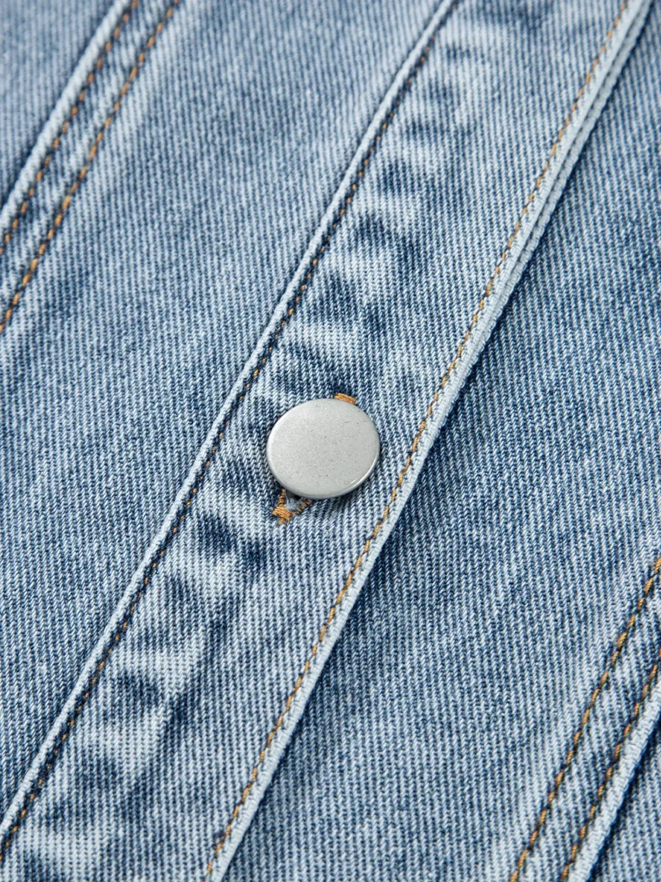 Scallop Trim Collar Patched Pocket Button Up Denim Jacket - DAVERRI FASHIONS