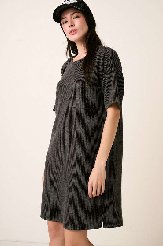 Mittoshop Urban Rib Knit Short Sleeve Tee Dress