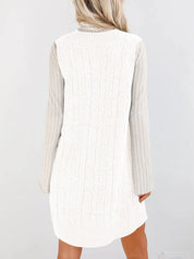 Lovelet Cable Knit V-Neck Mini Sweater Overall Dress | Mini Dresses Daverri Fashions