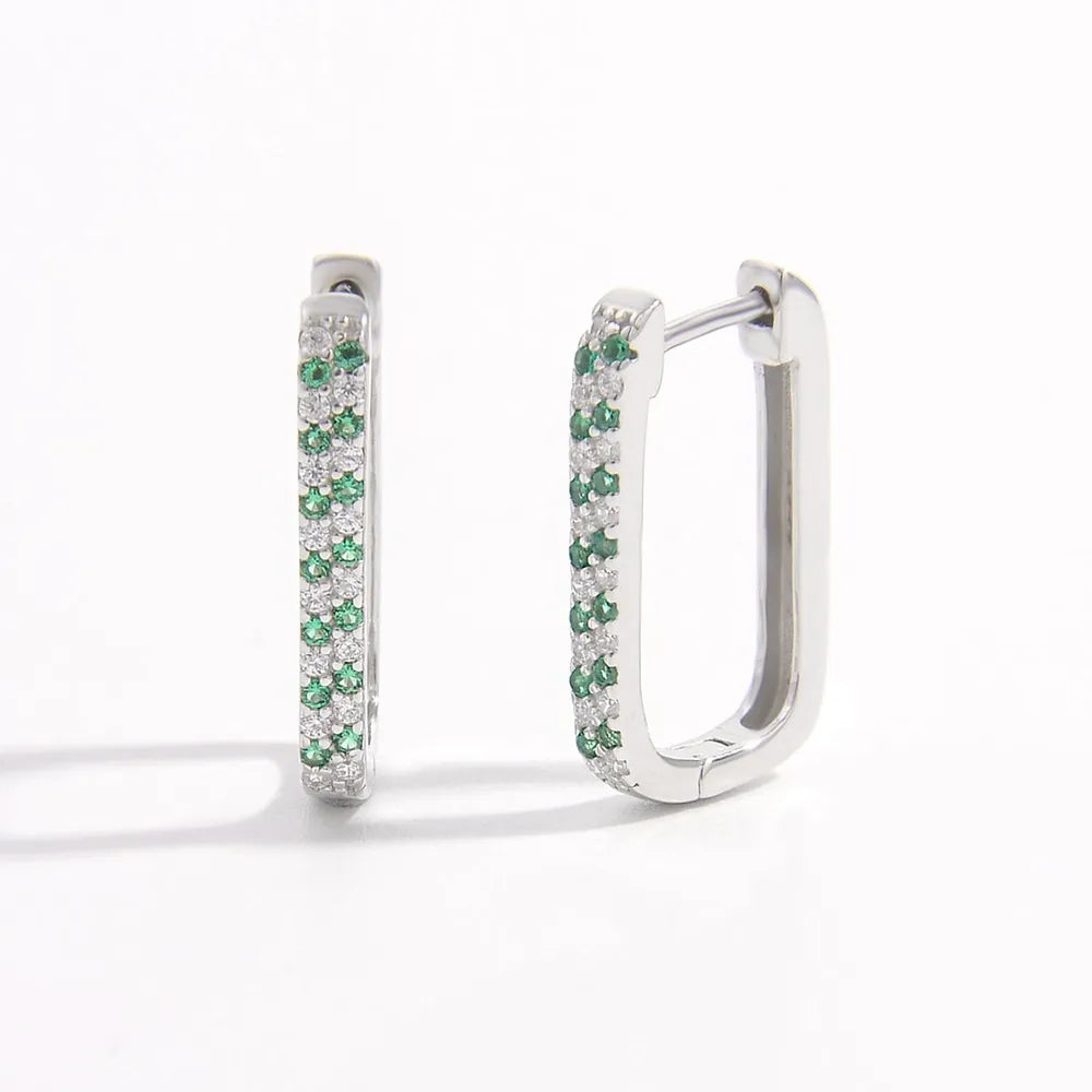 Silver One Size 925 Sterling Silver Inlaid Zircon Earrings | Earrings Daverri Fashions