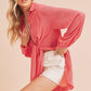 Aemi + Co Tied Collared Neck Long Sleeve Top Tops