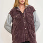 Umgee Contrast Hooded Chenille Jacket Plum - DAVERRI FASHIONS
