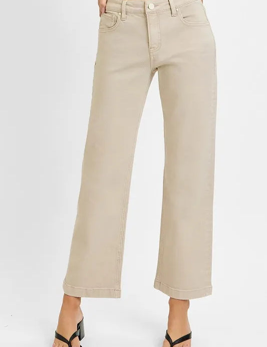 ALMOND RISEN Full Size Tummy Control Mid Rise Ankle Straight Jeans Plus Size | Daverri Fashions