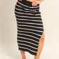 HYFVE Side Slit Striped Bodycon Sweater Skirt - DAVERRI FASHIONS
