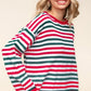Haptics Full Size Striped Contrast Side Slit Knit Top - DAVERRI FASHIONS