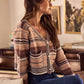 SO ME textured variegated multi-color striped cardigan in earthy tones