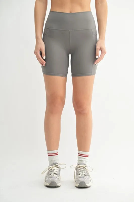 MONO B Venice Cloud Light Sculpt Biker Shorts NEW PEWTER