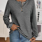 Daverri Fashions black and white striped long sleeve henley top