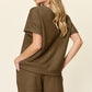 Double Take Full Size Texture Short Sleeve T-Shirt and Drawstring Shorts Set Outfit Sets