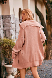 Collared Neck Button-Up Cardigan with Pockets | Cardigans Daverri Fashions