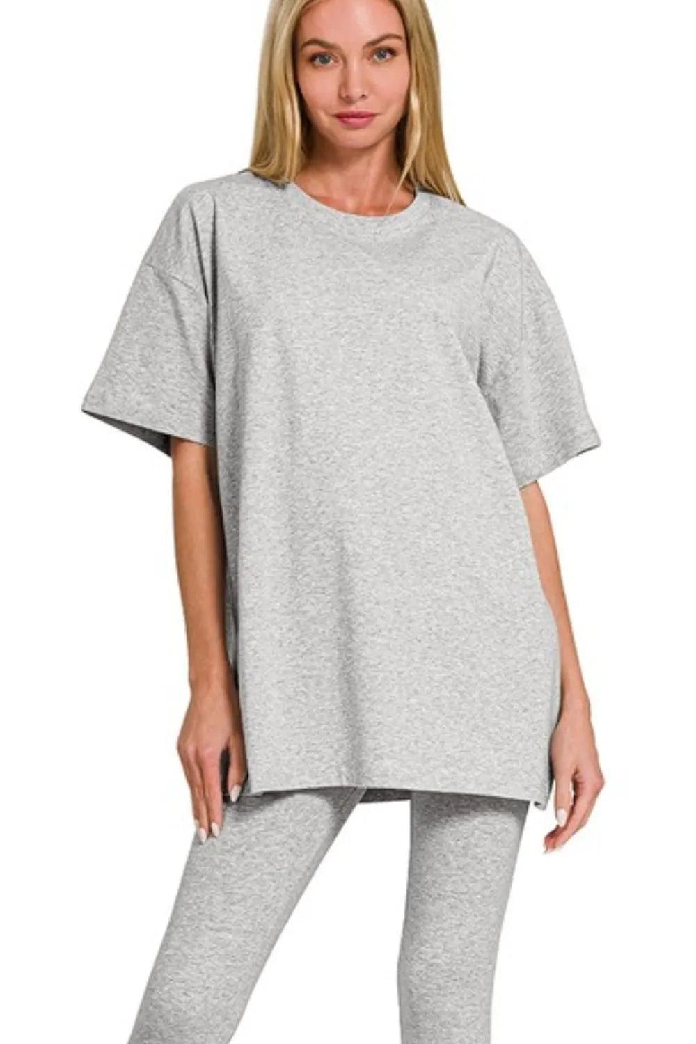 Zenana Cotton Round Neck Top & Legging Set Outfit Sets