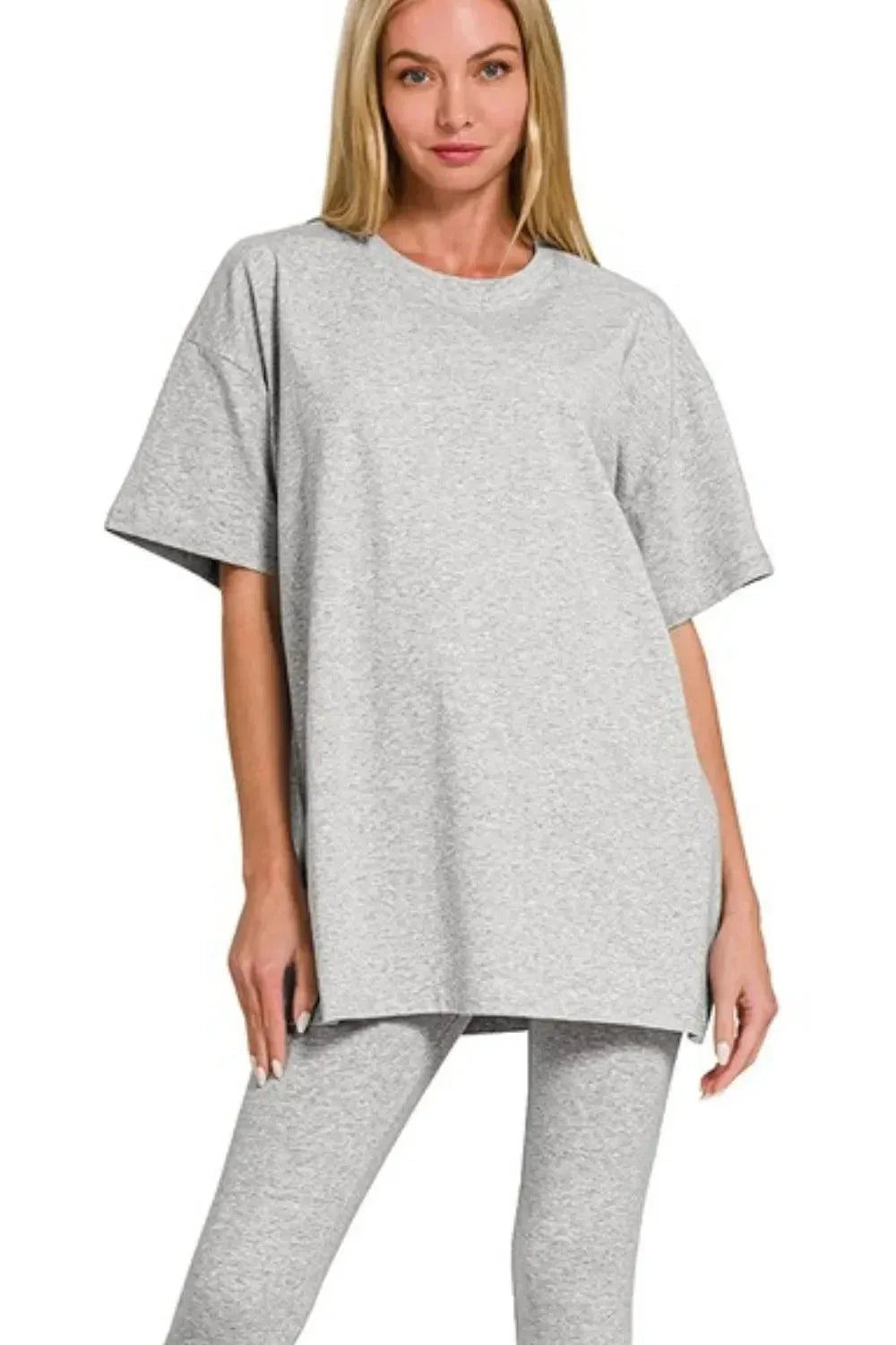 Zenana Cotton Round Neck Top & Legging Set - DAVERRI FASHIONS