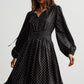 Daverri Fashions Polka Dot Long Sleeve Maxi Dress - DAVERRI FASHIONS