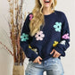 ADORA Flower Popped Sweater Plus Size - DAVERRI FASHIONS
