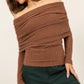 HYFVE Fuzzy Off Shoulder Textured Knit Top - DAVERRI FASHIONS