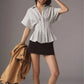 Striped Short Sleeve Button-Up Shirt - DAVERRI FASHIONS