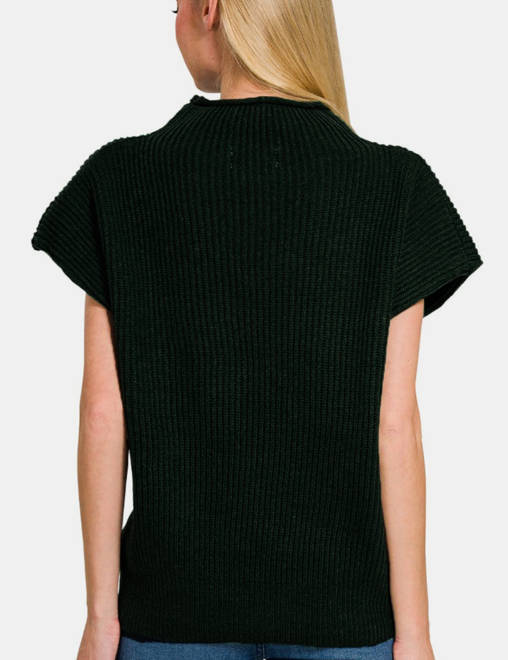 Black Short Sleeve Mock Neck Sweater Sweaters