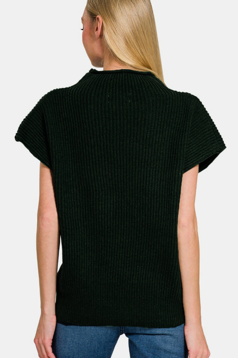 Black Short Sleeve Mock Neck Sweater Sweaters